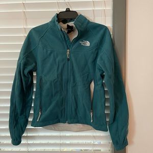 North face jacket gently used teal